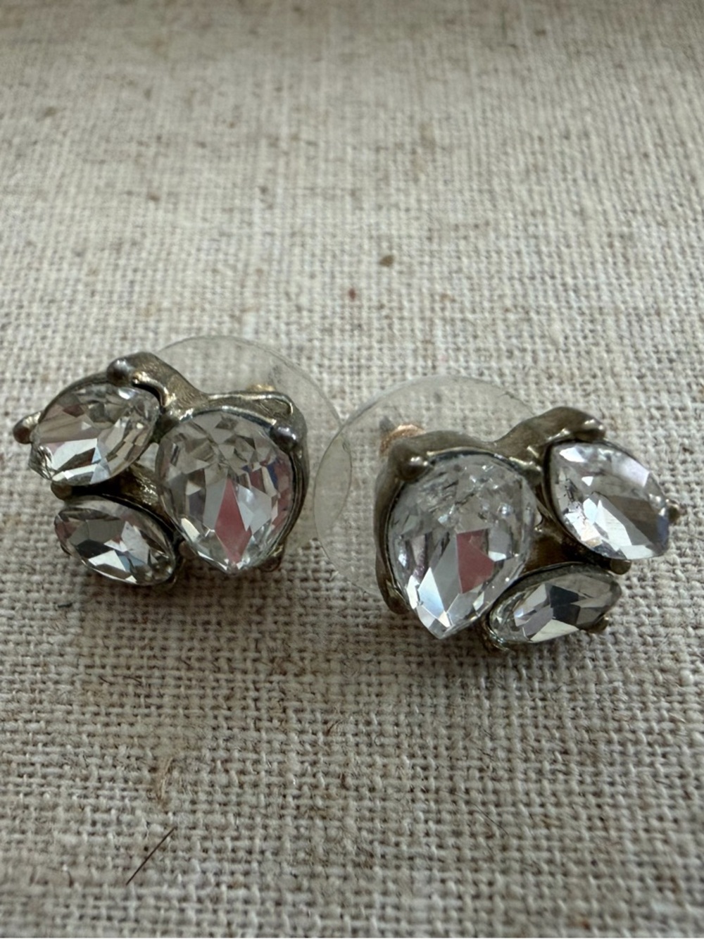 J. Crew Silver-Tone Clear Crystal Cluster Stud Earrings